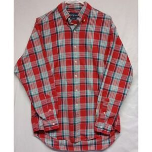 Ralph Lauren Blake Shirt Mens M Red Plaid Long Sleeve Button Down Green Pony